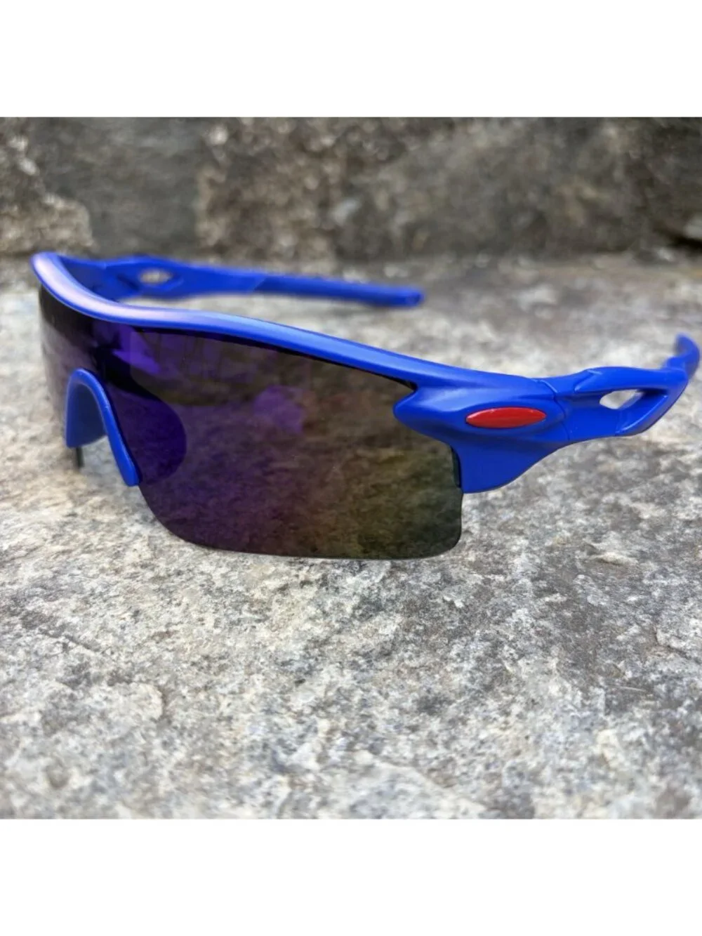 Blue Wrap Around Sport Sunglasses UV Shield Running Cycling Eyewear Speed Dealer